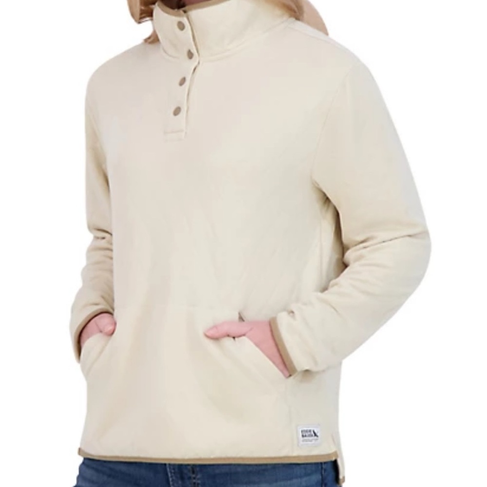 EDDIE BAUER Quilted Mock Neck Sweatshirt. Size Small. Color Putty. BNWT.